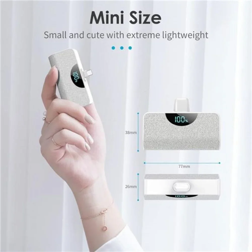 [2 Pack] Mini Portable Charger USB-C Power Bank 5200mAh